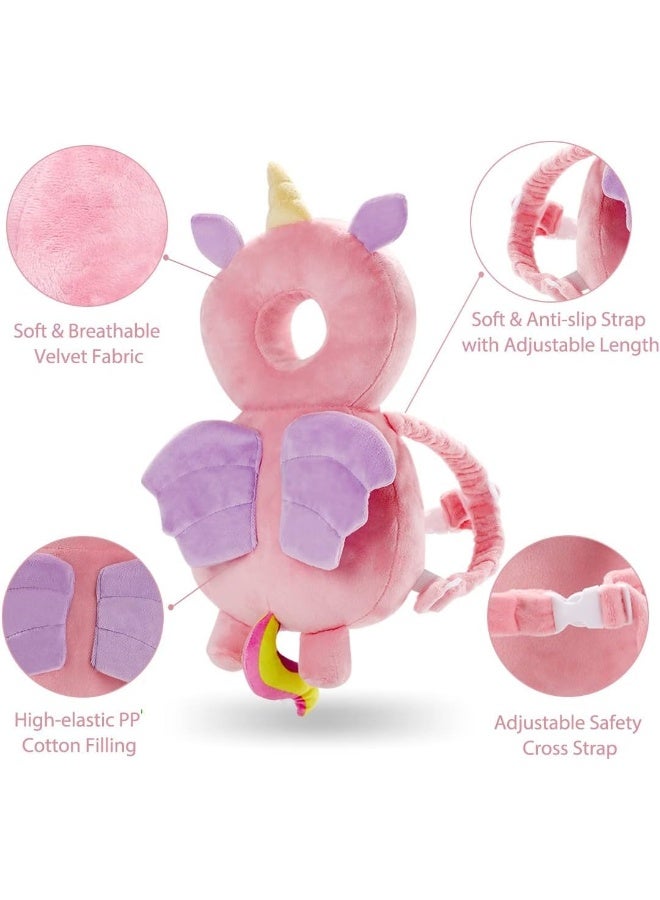 Umtiti Baby Head Protector Pad Safety Pad for Walking & Crawling, Toddlers Head Safety Adjustable Back-Pack, Pink Unicorn - Image 2