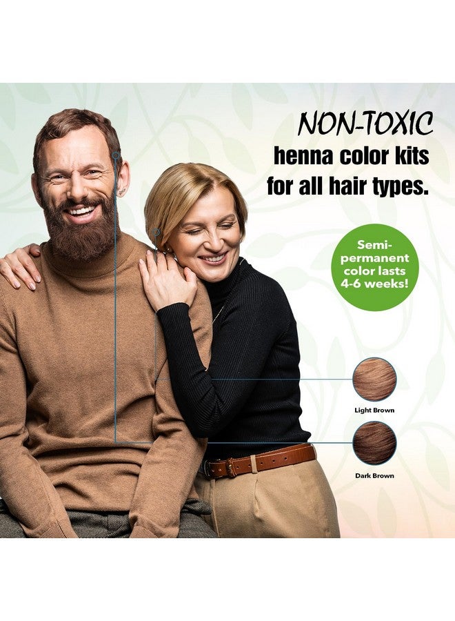 Light Mountain صبغة شعر بالحناء وبلسم لون الشعر الرمادي البني الفاتح للرجال/النساء صبغة شعر شبه دائمة خالية من المواد الكيميائية للشعر الأبيض والرمادي والأشقر 7 أونصة (عبوة من قطعتين) - Image 4