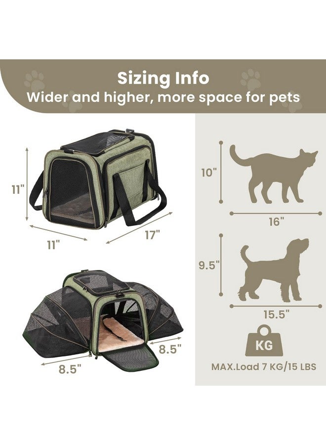 بتس فيت حاملة الحيوانات الأليفة القابلة للتمدد من Petsfit للقطط والكلاب، معتمدة من شركات الطيران، بأبعاد 17 بوصة طول × 11 بوصة عرض × 11 بوصة ارتفاع، حاملة حيوانات أليفة محمولة ناعمة الجوانب للسفر للقطط الصغيرة والجراء، مزودة بسجادة ناعمة قابلة للإزالة وجيوب، وسحابات ذاتية القفل - Image 2