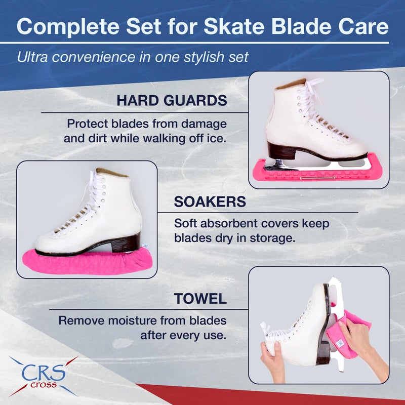 CRS Cross Skate Guards, Soakers and Towel Gift Set - Ice Skating Guards and Soft Skate Blade Covers for Figure Skating or Hockey - Image 2