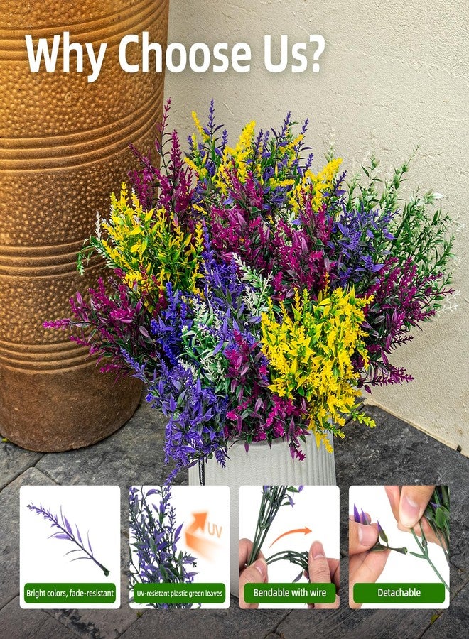 CLEANGOR 16 Bundles Artificial Flowers for Outdoors, Lavender Flowers Artificial, UV Resistant Artificial Outdoor Plants, for Spring Summer Garden, Porch, Patio, Window Box, Home Decoration (4 Color) - Image 3