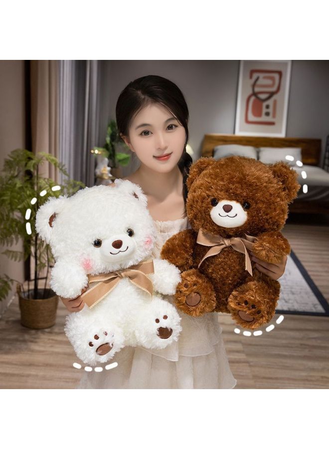 Cute Cartoon Hanhan Bear Grasping Machine Doll Plush Toy Stall Collar Tied Bear Throw Hand Gift Doll Gift-Colour:Silly Bear Brown-High:40cm