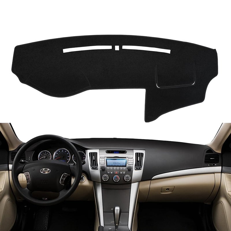 BLIBLIUNIT Dash Cover Mat Custom Fit for Hyundai Sonata 2009 2010 with Cutout for Sensor Dashboard Cover Pad Protector 0910 Black