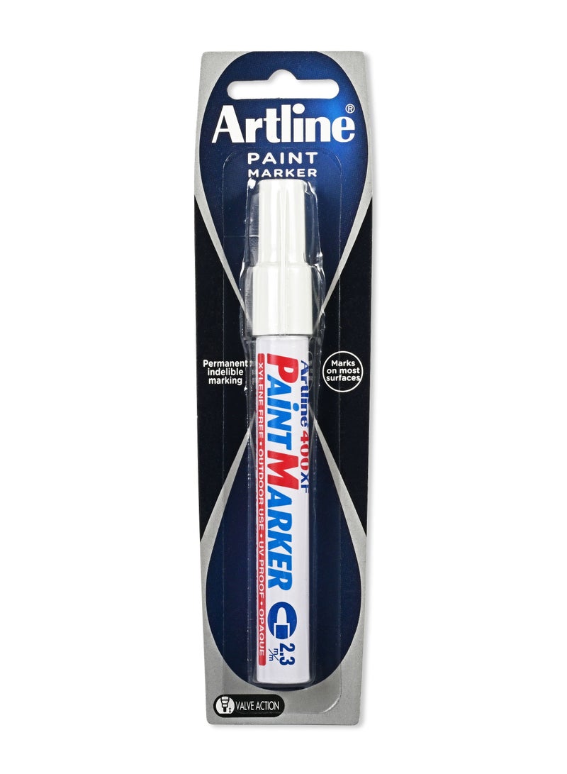 Artline 400XF Paint Marker in Blister Pack, 2.3mm Color:White - ARMK400WH-BP - Image 1