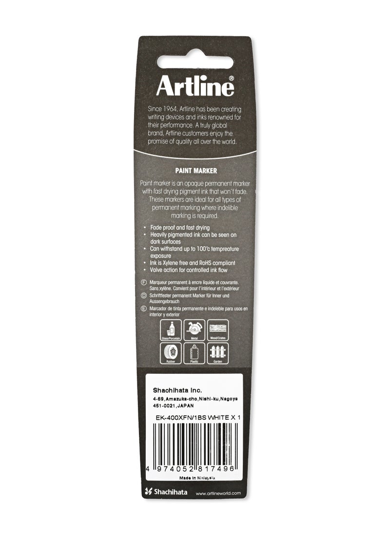 Artline 400XF Paint Marker in Blister Pack, 2.3mm Color:White - ARMK400WH-BP - Image 2