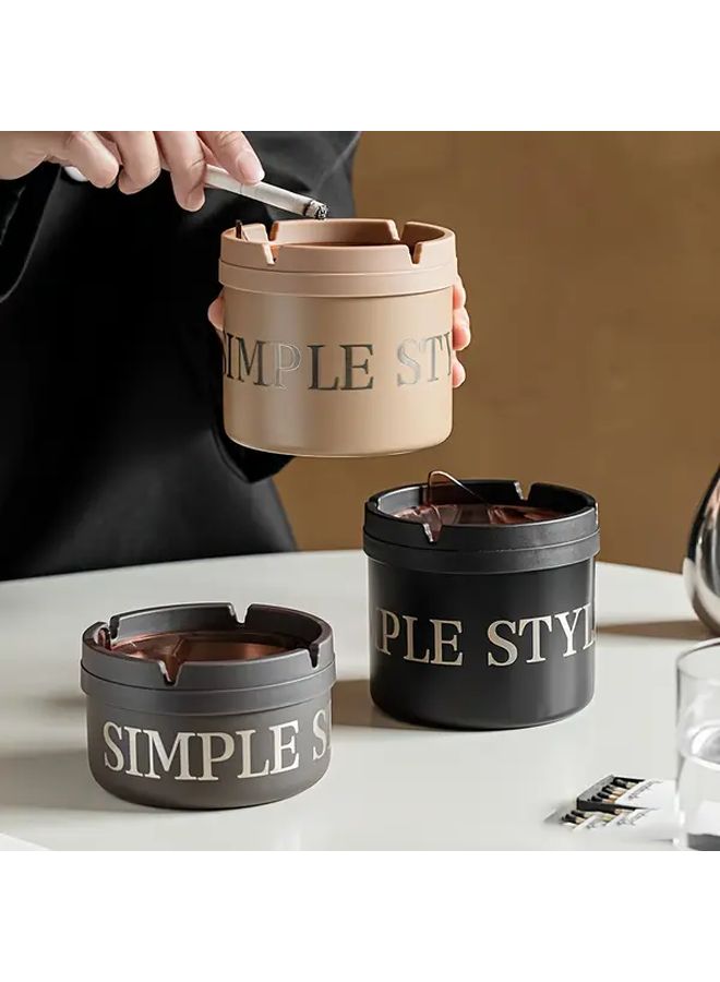 Pink Metal Windproof Ashtray Stainless Steel Clamshell Design for Home Hotel - Image 3
