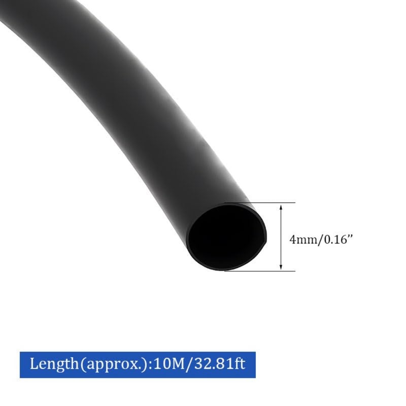 4mm Heat Shrink Tube, 10-Meter Shrink Sleeving, 2:1 Ratio for Cable Insulation, Wire Repair, Connector Sealing, Abrasion-Resistant Tubing, Black - Image 2