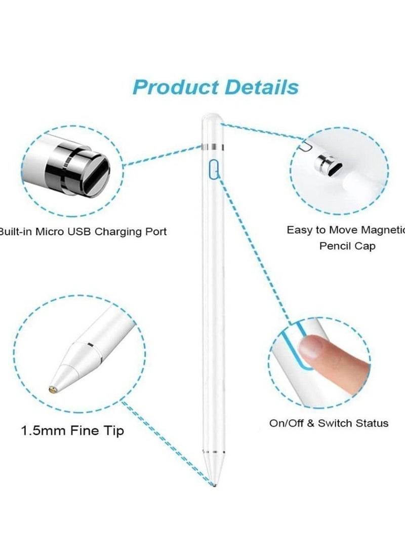 Active Stylus Digital Pen For All iPhones iPad Android Tablets And Phones White - Image 2