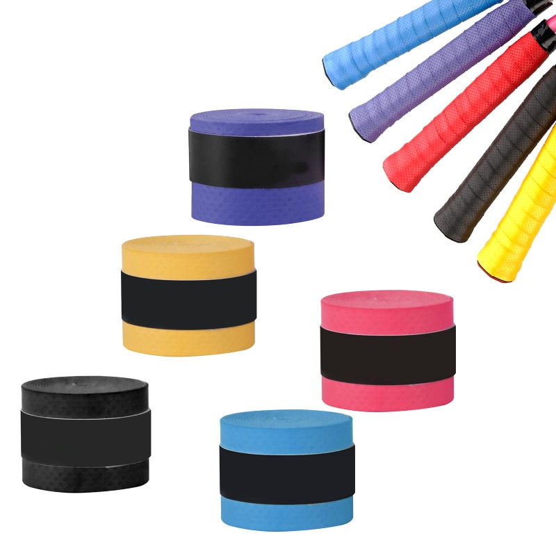Heibai Tennis Racket Grip, 5PCS Stretchy Anti-skid Tennis Badminton Racket Overgrips, Sweat Absorption &amp; Non-Slip Handle Grip Tape for Tennis Racquet Grips, Badminton Racket Grips, Squash Grips
