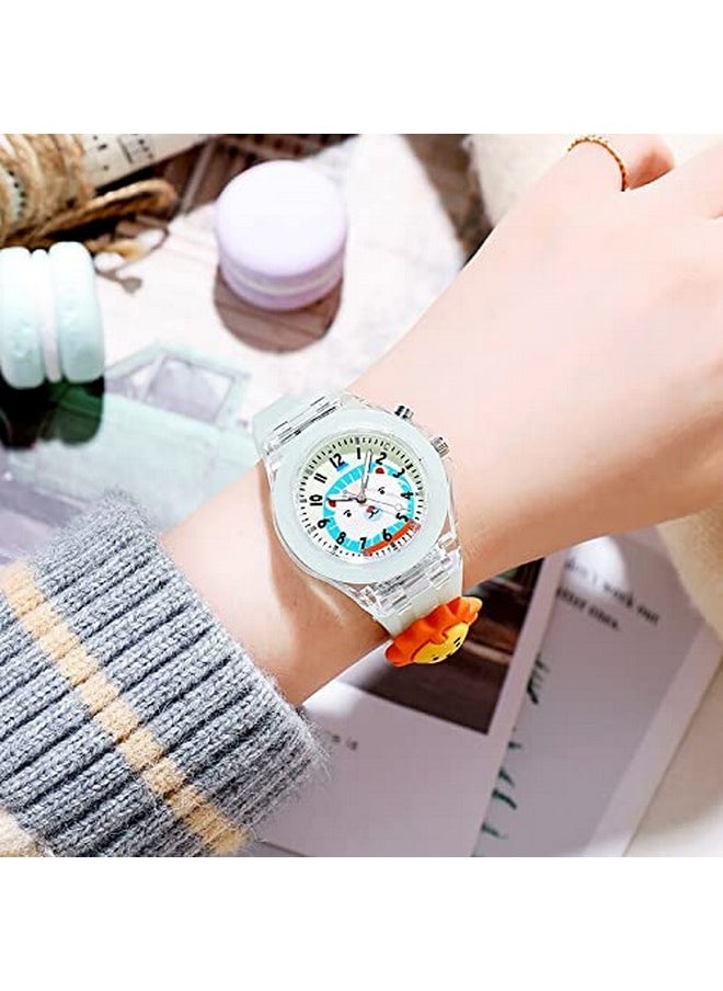 Shocknshop Shocknshop Nylon Led Luminous Child Kids Children Cute Cartoon Multi Color Lights Analogue Watch For Girls (Lion Green Colored Dial & Strap) -W327  - Image 5