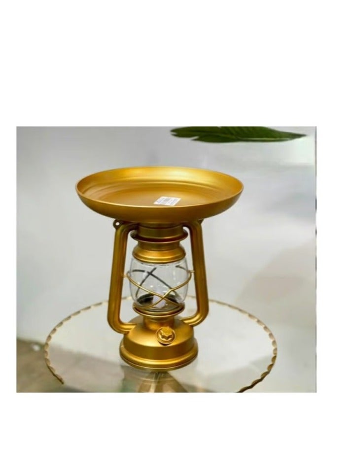 Ramadan Lantern With Plate For Dates And Snacks Elegant Design Golden - Image 2