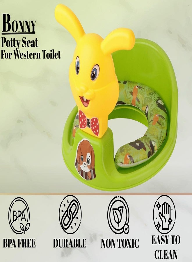 Zerya Kids Toilet Trainer Baby Potty Seat With Rabbit Handle And Back Support Toilet Seat For Girls & Boys (Green) - Image 4