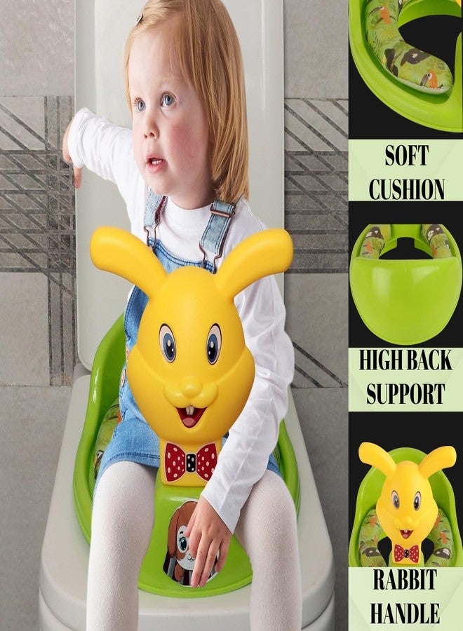 Zerya Kids Toilet Trainer Baby Potty Seat With Rabbit Handle And Back Support Toilet Seat For Girls & Boys (Green) - Image 3