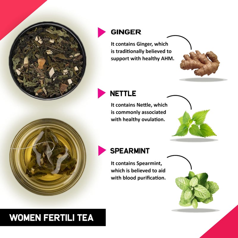 TEACURRY Women Support Tea|1 Months,30 Teabags- Spearmint,Asparagus,Shatavari,Nettle|Helps With Hormonal Balance,Tubal Blockage,Fibroids&Menopause.,2 grams - Image 2