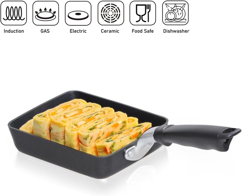Techef - Tamagoyaki Japanese Omelette Pan/Egg Pan Skillet, PFOA-Free, Dishwasher Safe, Induction-Ready, Made in Korea (Black/Medium) - Image 4