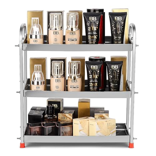 TechSrmaji 3 Layer Stainless Steel Kitchen Rack | Rust-Proof Multipurpose Shelf Organizer for Kitchen & Bathroom | Space-Saving Countertop Storage Stand for Utensils, Spice Rack| Heavy Duty Sheet Rack - Image 3