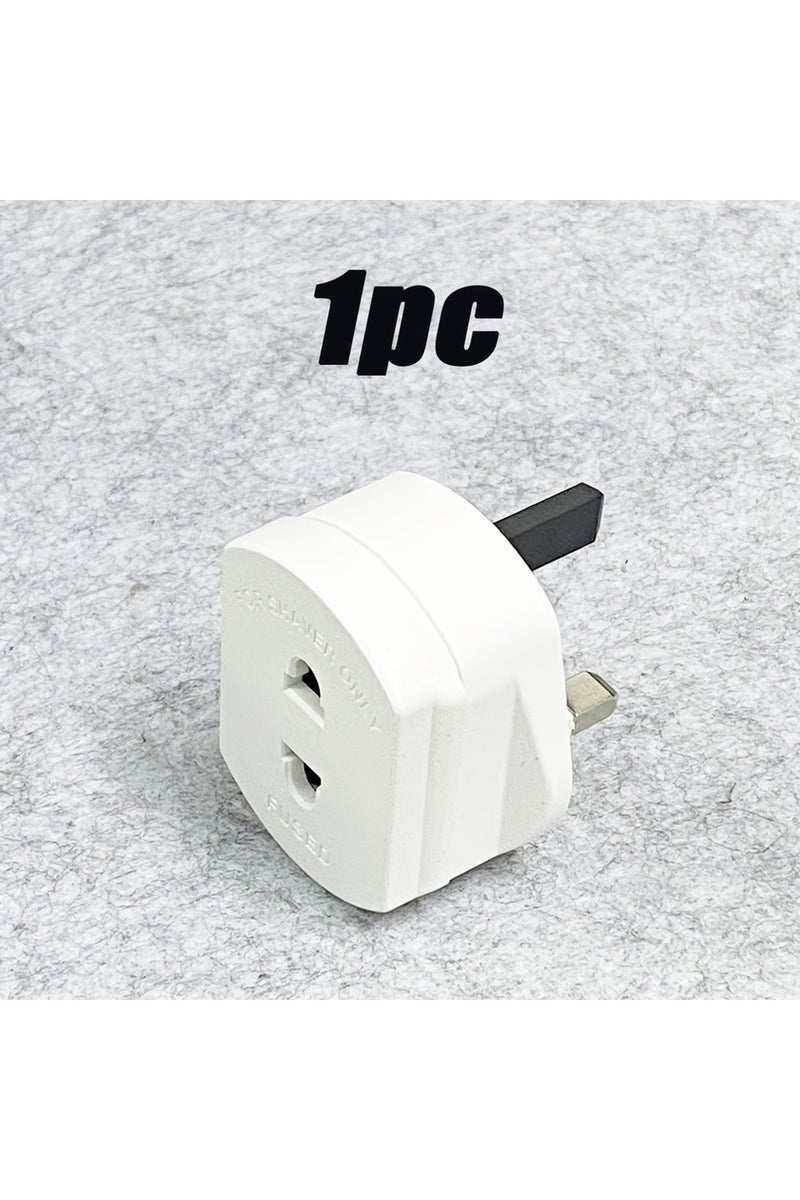 UK Plug White 2pcs/1pc US to UK Plug Adapter, 2 Pin To 3 Pin Portable, Travel Plug Adapter with fuse