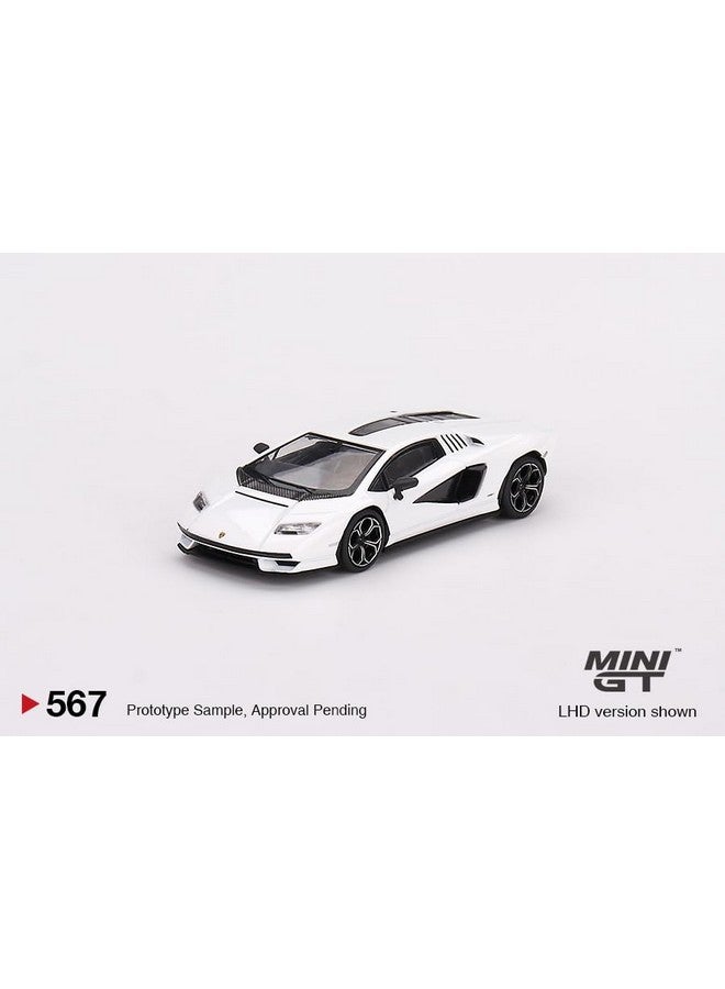 MINI GT True Scale Miniatures Model Car Compatible with Lamborghini Countach LPI 800-4 Bianco Siderale 1/64 Diecast Model Car MGT00567 - Image 3