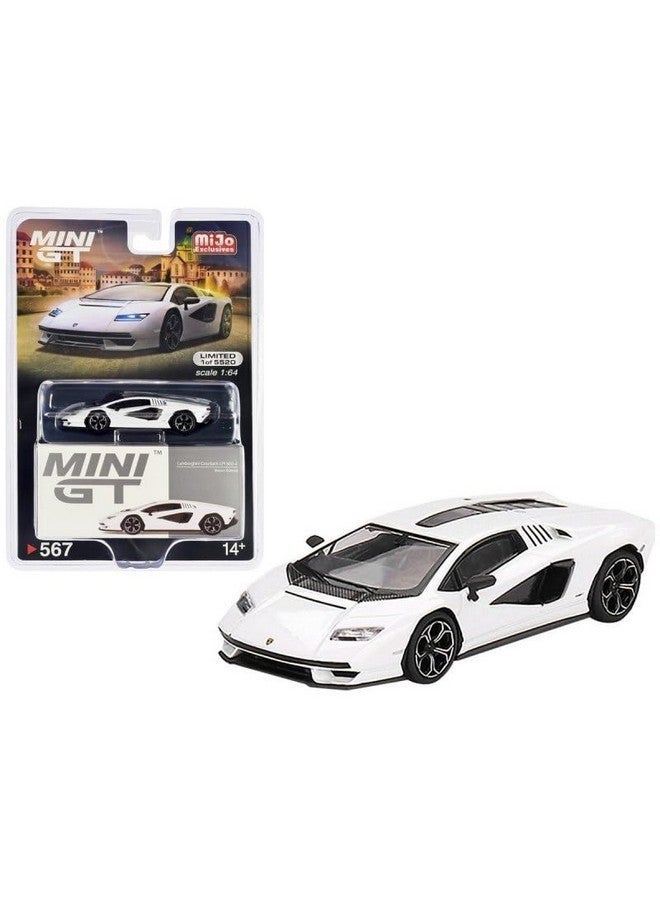 MINI GT True Scale Miniatures Model Car Compatible with Lamborghini Countach LPI 800-4 Bianco Siderale 1/64 Diecast Model Car MGT00567 - Image 1