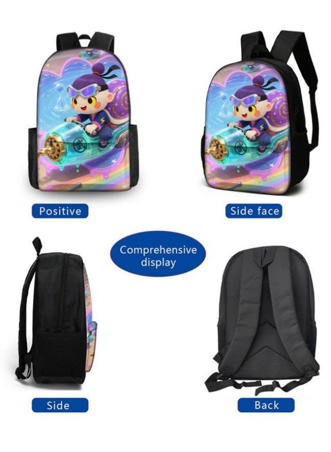 Bright Li Fire Backpack + handbag + stationery bag | Back-to-school season/holiday gift | Cartoon bag three-piece set, easy to cope with various occasions (students, children, friends' outings, mountain climbing, school, etc.) - 82 - Image 3