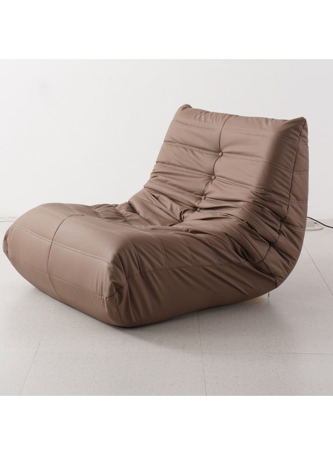 GGEROU Lazy Sofa Chair Faux Leather High Density Sponge Video Gaming Sofa Chair, Caterpillar Sofa Balcony Bedroom Lounge Chair Single Person Chair 90 * 100 * 70cm, Brown  - Image 1