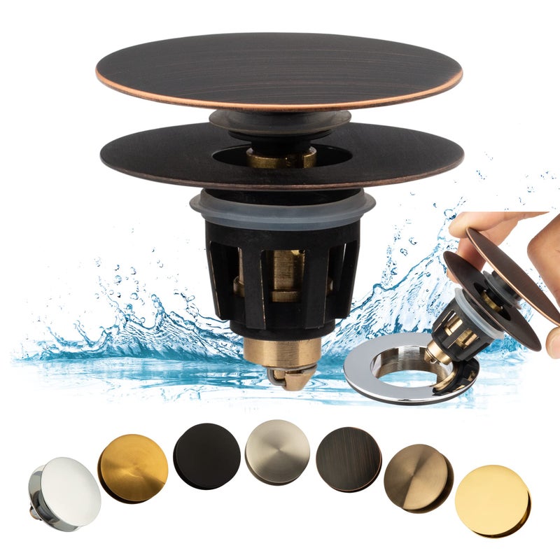 Artiwell Universal Bathroom Sink Drain Stopper, Fits Most Pop-Up Drains for Vessel Sink Lavatory Vanity, Sink Drain Strainer with Detachable Hair Catcher, Tested by Plumber in US (Oil Rubbed Bronze) - Image 1