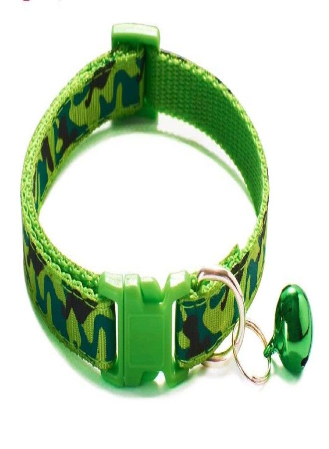 LitVibes Litvibes Cat Collar with Bell,Kitten and Small Dogs Soft Adjustable Collar,Safe,Breakaway for Cats and Puppies - Green (CAMO Design), 14 x 2 cm - Image 1