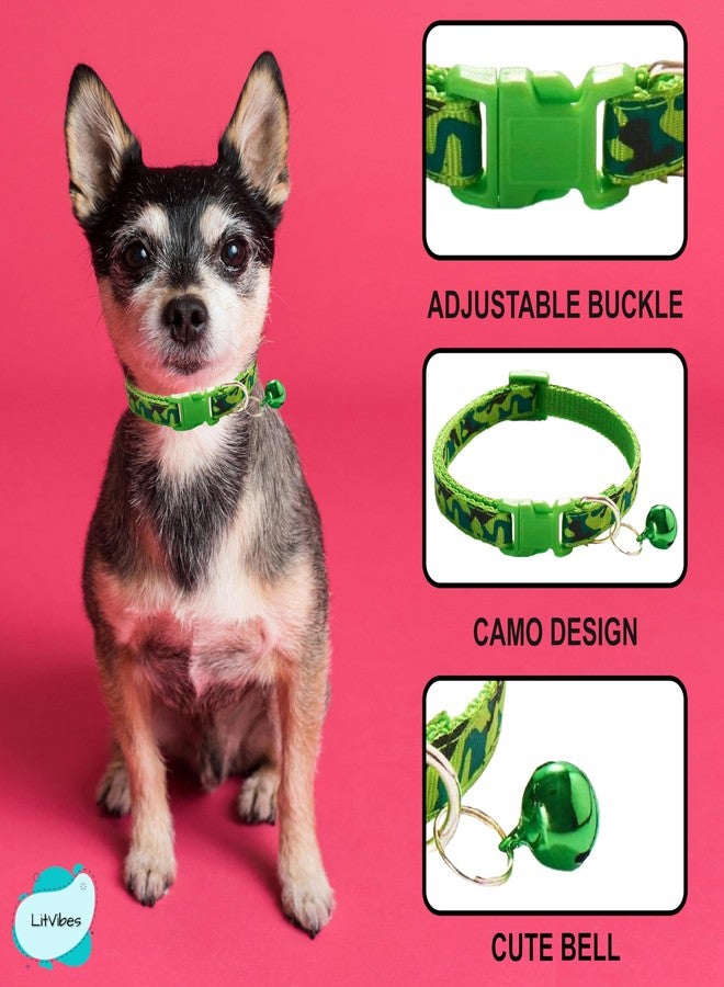 LitVibes Litvibes Cat Collar with Bell,Kitten and Small Dogs Soft Adjustable Collar,Safe,Breakaway for Cats and Puppies - Green (CAMO Design), 14 x 2 cm - Image 5