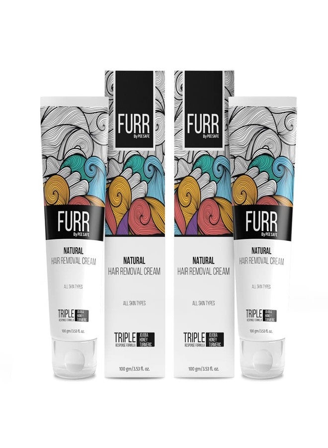 FURR Natural Hair Removal Cream -100gm|Removes Hair In 5 Minutes|Soothes Skin|Enriched With Vitamin E Turmeric, Honey, Jojoba Oil & Avocado |For Men and Women | Suitable For All Skin Types |Pack Of 2 - Image 1