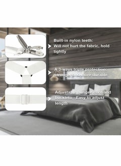 Y&D Bed Sheet Holder Straps, Adjustable Premium Fitted Suspenders with 6 Way Cross Elastic Bands and Corner Clips, for Bedding Mattress Fasteners(White)  - Image 5