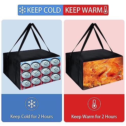 CIVJET Insulated Pizza Delivery Bag for Carry Hot, 24" x 24" x 14" Insulated Food Delivery Bag, Grocery Cooler Bags for Catering/Doordash, Commercial Food Warmers（Black, 1Pk） - Image 3