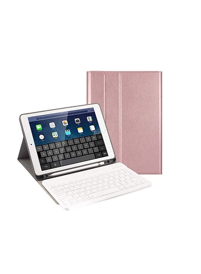 iPad 10.2 8th 7th Generation 2020 2019 Keyboard Case Slim Leather Folio Smart Cover Magnetically Detachable Wireless Keyboard for 10.2 inch iPad 8 iPad 7 Rose Gold - Image 1