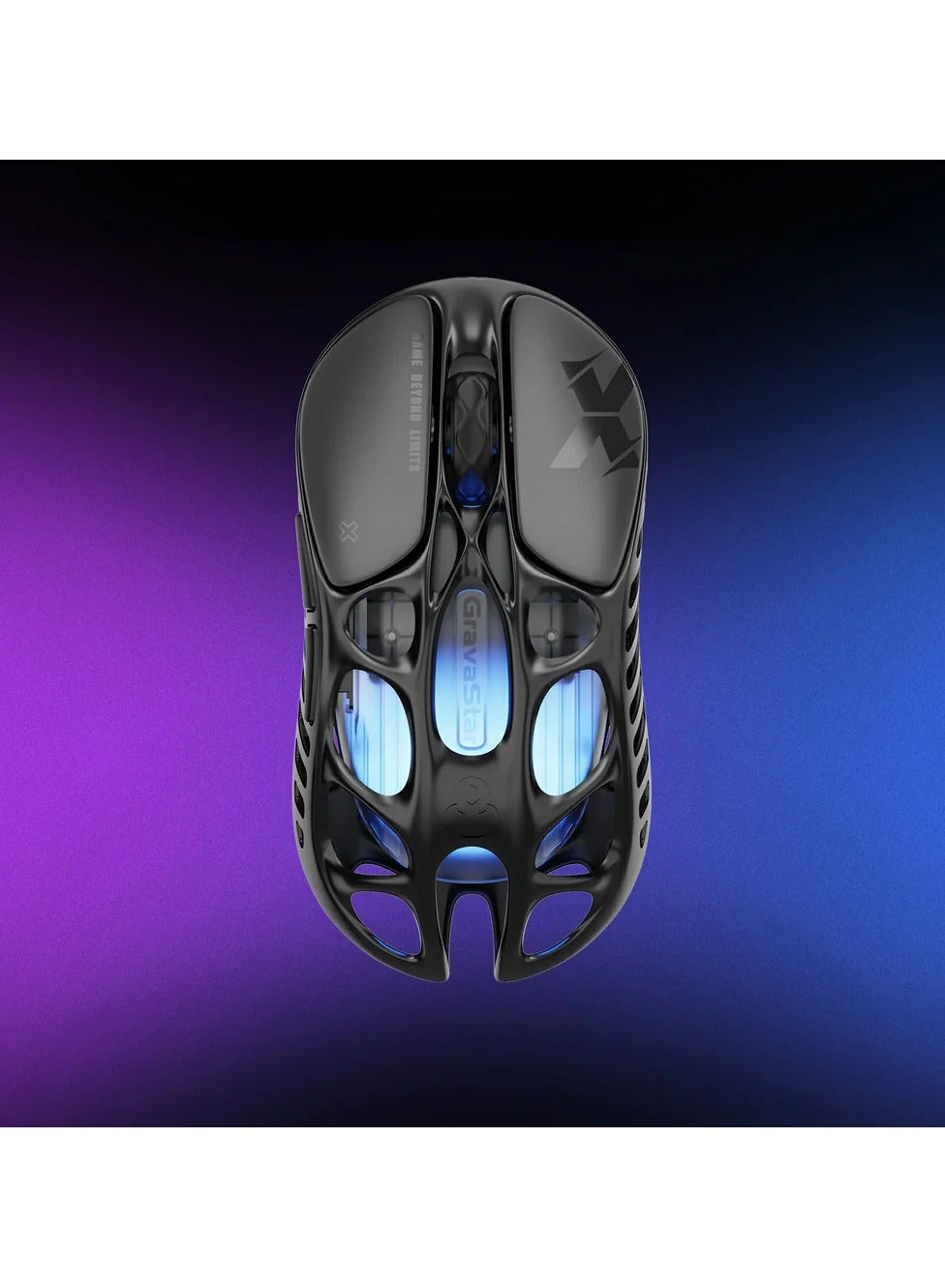 GravaStar Mercury X Wireless Gaming Mouse – 32,000 DPI PAW 3950 Sensor, 1000Hz Polling Rate, Only 49g, Magnesium Alloy Hollow Frame, RGB Lighting, 5 Programmable Buttons