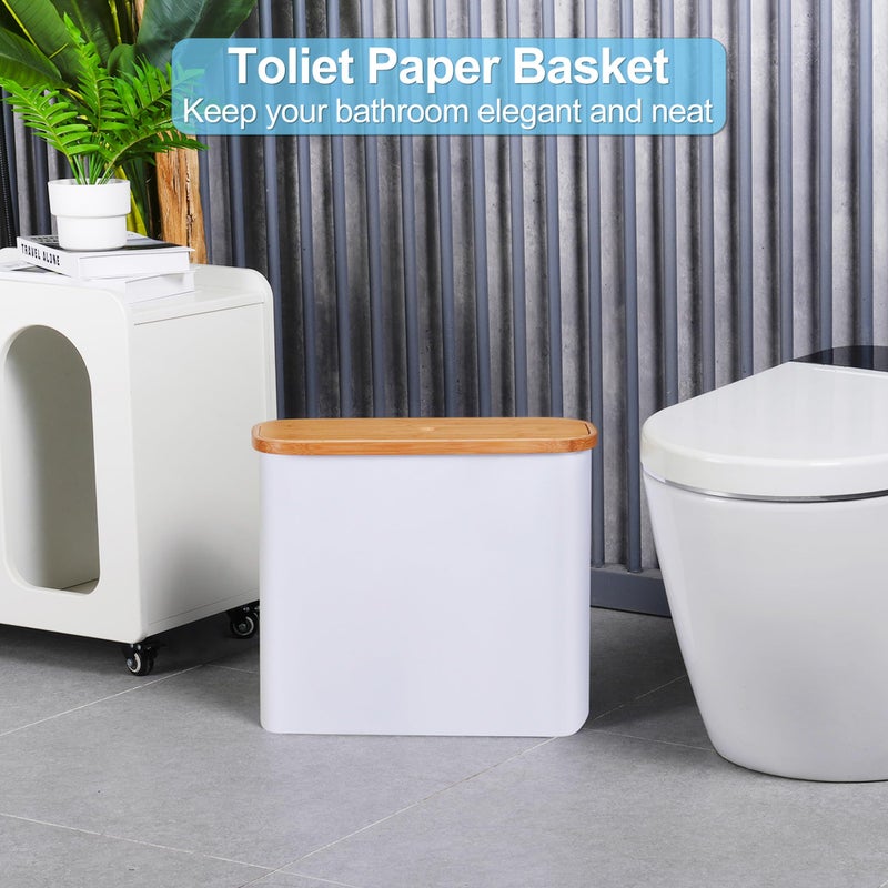efluky Toilet Paper Storage, Toilet Paper Basket with Lid, Bathroom Organizer, Free Standing Holder Up to 9 Mega Rolls, White - Image 5