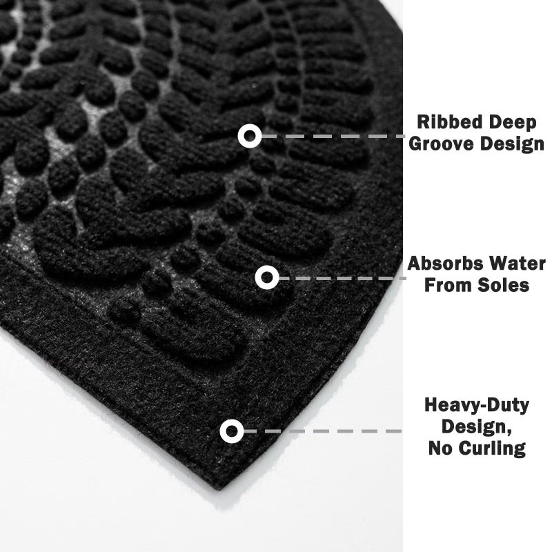 RORA Half Circle Door Mat Front Door Mat Outside Entrance Black Welcome Mats Indoor Outdoor Semicircular Doormat for Outdoor Half Round Door Mats for Garage Muddy Paws 17â€x30â€ - Image 4