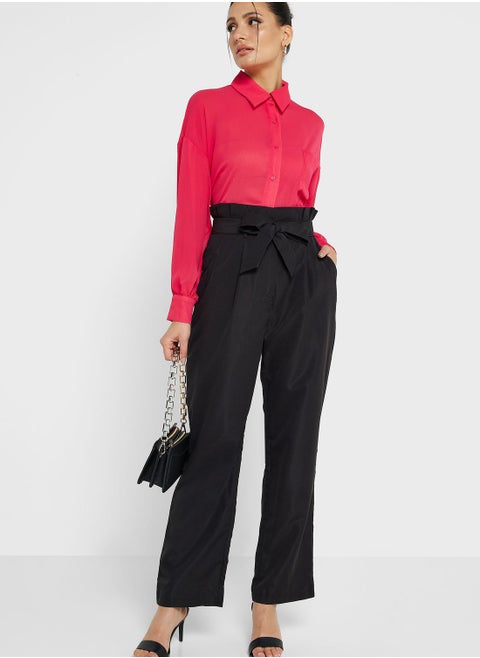 Overlap Front Pleated Pants
