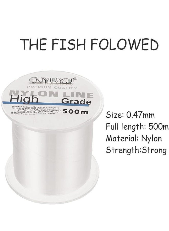 CNYUYU Nylon String Fishing Line Cord 500m, 0.47mm Sea Fishing Wire, Monofilament Strong Tension Flexible Wear Resistant Super Pulling Wire, High Load String Invisible Thread Cord for Fishing, Kite and DIY - Image 2