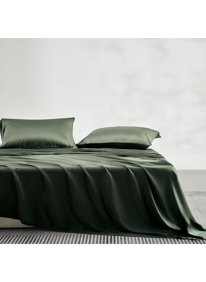 JELLYMONI JELLYMONI King Sheet Set, Luxury Rayon Derived from Bamboo, Cooling Bed Sheet Set - Ultra Soft, Breathable, Eco-Friendly, Hypoallergenic - 4 Piece Sheets & Pillowcases, Forest Green  - Image 2