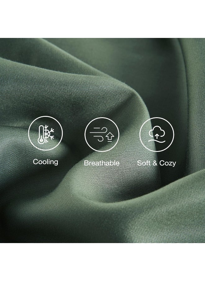 JELLYMONI JELLYMONI King Sheet Set, Luxury Rayon Derived from Bamboo, Cooling Bed Sheet Set - Ultra Soft, Breathable, Eco-Friendly, Hypoallergenic - 4 Piece Sheets & Pillowcases, Forest Green  - Image 5
