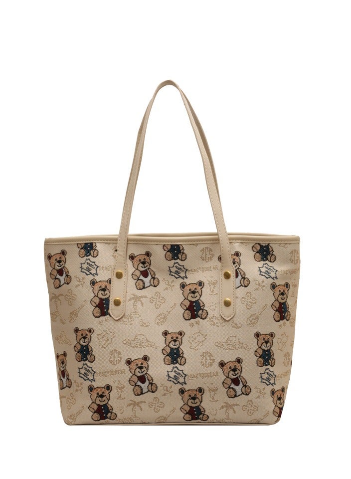 Teddy Bear Printed Tote Bag Fabric Shoulder Bag Handbag Women's Bag  - Image 1