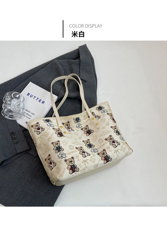 Teddy Bear Printed Tote Bag Fabric Shoulder Bag Handbag Women's Bag  - Image 5
