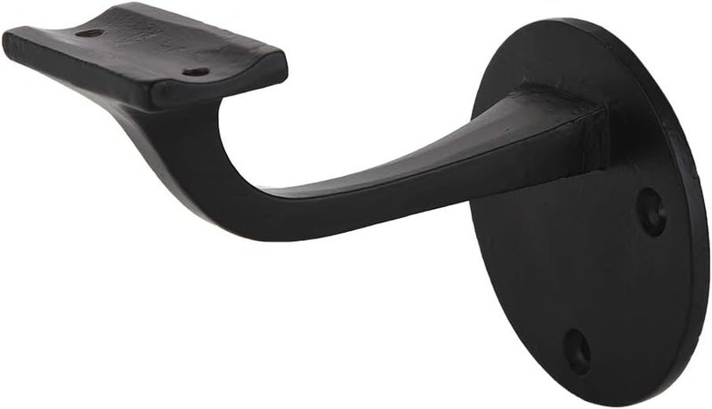 A29 Set of 2 Heavy Duty Metal Handrail Brackets - Cast Iron Hand Railing Brackets for Stairs - Black Powder Coat Steel Banister Support for Indoor, Outdoor Stairway Mounting Hardware Included - Image 2