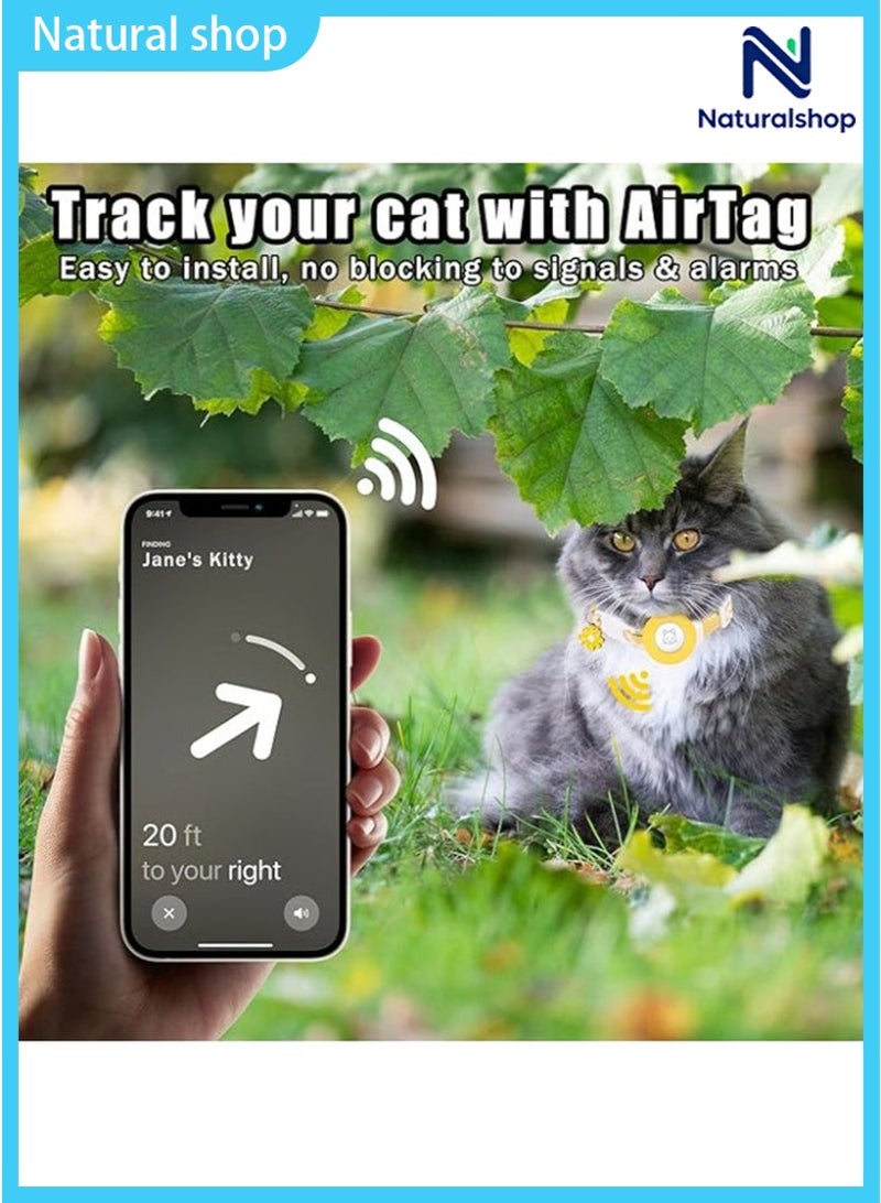 المتخصصون الطبيعيون طوق قطط AirTag قابل للفصل مع جرس وقلادة زهرة وحامل سيليكون لجهاز Apple AirTag - قابل للتعديل وخفيف الوزن ويضيء في الظلام طوق أمان للقطط الصغيرة للبنات والأولاد والكلاب الصغيرة والجراء - Image 4
