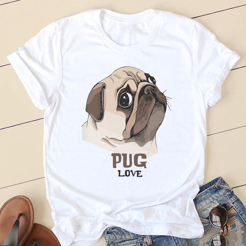 Dog Mom Personality Pattern Round Neck Printed White T-Shirt Short Sleeve Women'S Wish/ - Image 1