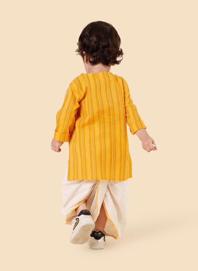 Fabindia Cotton Yellow 2Pc Dhoti Set - Image 4