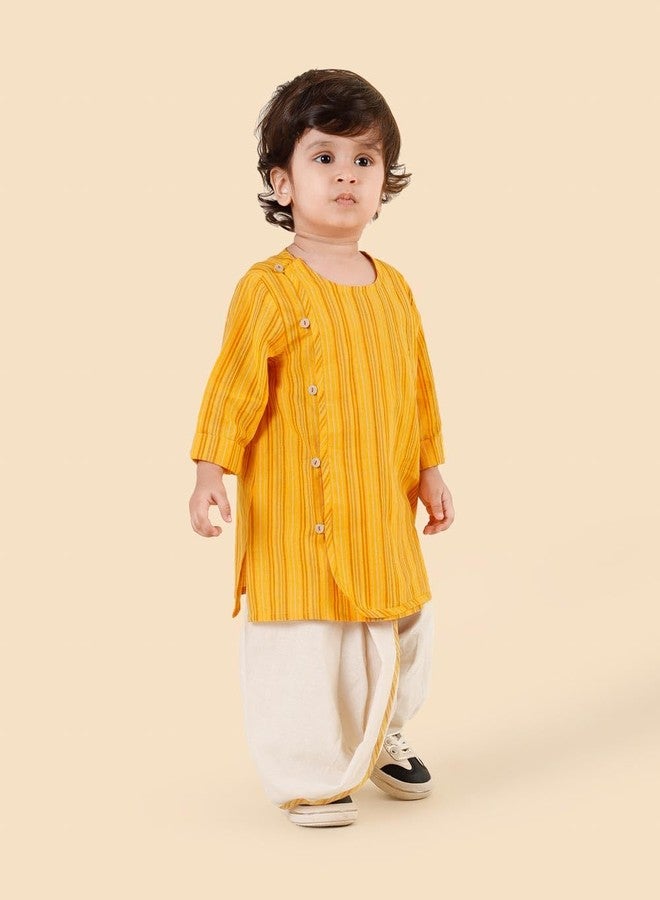 Fabindia Cotton Yellow 2Pc Dhoti Set - Image 3