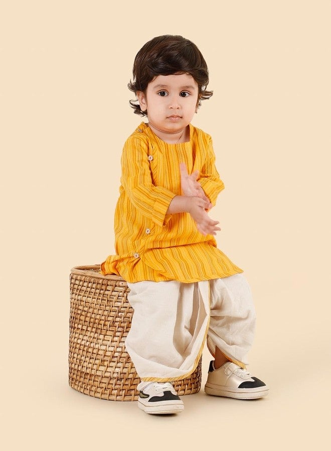 Fabindia Cotton Yellow 2Pc Dhoti Set - Image 5