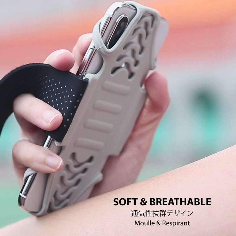 BONE COLLECTION BONE Run Tie, Running Cell Phone Holder, Skin-Friendly & Washable Silicone Sport Armband, Universal Workout Phone Carrier Compatible with Most Smartphone (Gray - Size S/Arm Size 7.9-9.8'') - Image 3