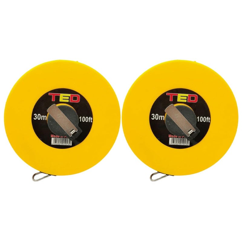 تيد شريط قياس من الألياف الزجاجية من TED مع علبة ABS متينة - شريط قياس يدوي قابل للسحب مع مقياس متري وإمبراطوري، شريط قياس للمسافات الطويلة لأعمال البناء والمسح وتنسيق الحدائق والأعمال الخارجية - Image 1