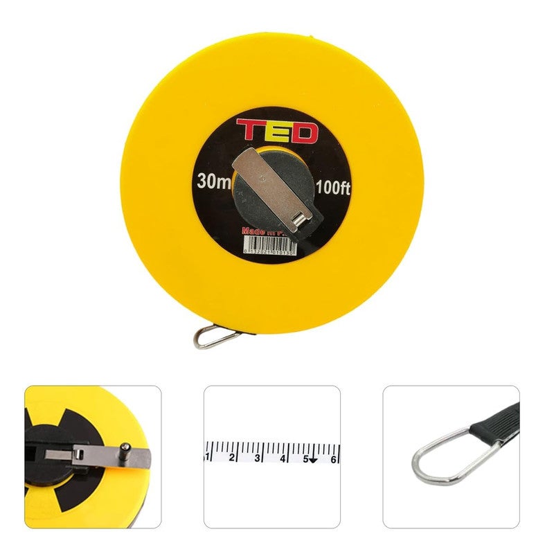 تيد شريط قياس من الألياف الزجاجية من TED مع علبة ABS متينة - شريط قياس يدوي قابل للسحب مع مقياس متري وإمبراطوري، شريط قياس للمسافات الطويلة لأعمال البناء والمسح وتنسيق الحدائق والأعمال الخارجية - Image 5